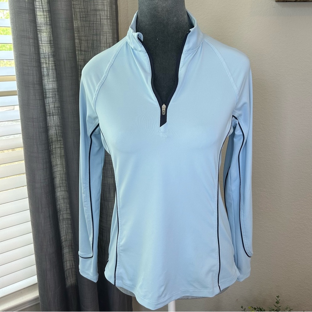 PETER MILLAR Women's  UPF 50+ Sun Protection 1/4 Zip Pullover XS Navy Blue Golf - Picture 13 of 16